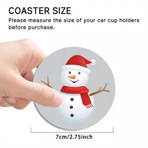 Cute Christmas snowman car cup coaster, 7cm anti-slip auto drink holder mat for auto interior.