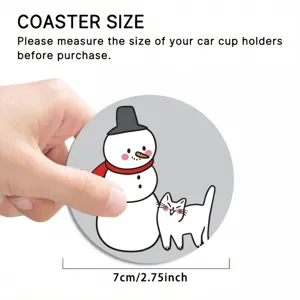Cute cartoon snowman cat car coaster 7cm anti-slip cup holder mat for auto interior decor