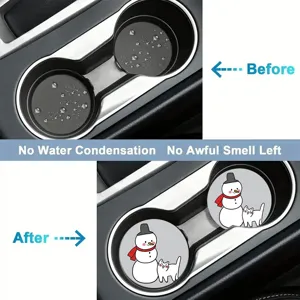 Car cup coasters absorbent ceramic mats cute snowman cat cartoon auto interior accessories