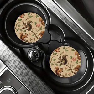 Set di sottobicchieri per auto in silicone con motivo scoiattolo vintage antiscivolo.