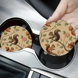 Sottobicchieri auto con motivo scoiattolo, tappetini rotondi antiscivolo per portabicchieri.