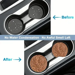 Car cup holder coasters absorbent non-slip floral embossed auto interior accessories