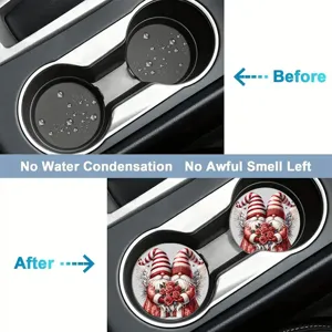 Car cup holder silicone coaster Christmas gnome design anti-slip mat auto accessories