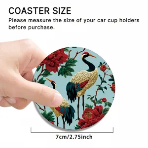 Auto Tasse Untersetzer rund Kranich Pfingstrose Blume Design Durchmesser 7cm Becher Matte