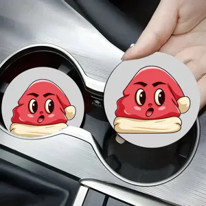 Non-slip silicone car coasters absorbent mug mats cute cartoon cup holder coasters for daily use