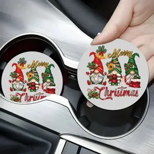 Weihnachten Auto Untersetzer Detail mit süßen Wichteln Druck und Becherhalter Passform.