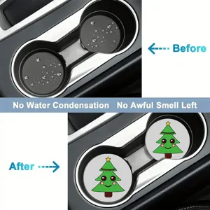 Silicone car cup coaster detail showing non-slip waterproof absorbent mat for vehicle holders.