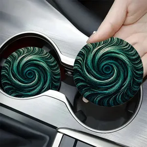 7cm Round Silicone Car Cup Holder Coasters Anti-Slip Absorbent Swirl City Compass Floral Decorative Mats For Auto Interior Home