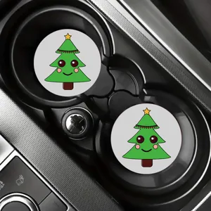 Cute Christmas tree silicone car coaster anti-slip cup holder mat detail display