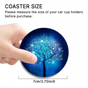 Car coaster absorbent silicone cup mat with glowing tree pattern 7cm round auto accessory