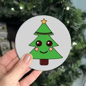 Cute Christmas tree silicone coaster anti-slip cup mat for coffee mugs and tea cups.