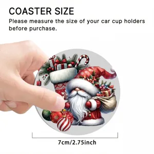 Weihnachten Auto Tassen Untersetzer 7cm festlich Weihnachtsmann Design saugfähige Tassenmatte