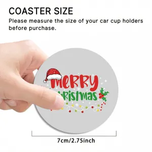 Silicone car cup coaster detail showing 7cm diameter size, Christmas theme anti-slip design.