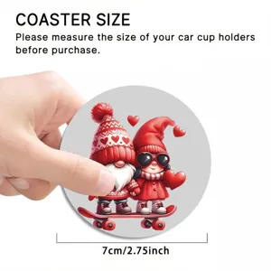 Cute gnome car cup coaster silicone Christmas drink mat 7cm non-slip vehicle holder accessory