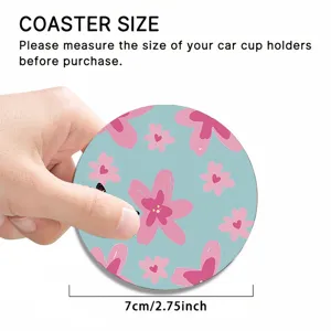 Cute floral car coaster non-slip cup holder mat pink butterfly aesthetic 7cm vehicle decor