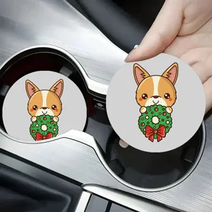 Cute cartoon corgi car cup coaster silicone non-slip thermal insulation auto drink holder mat
