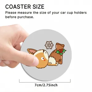 Silicone car coaster anti-slip cup holder mat 7cm cute corgi design for auto coffee cups
