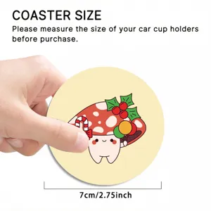 Cute Christmas mushroom car cup holder coaster 7cm absorbent non-slip drink pad for auto