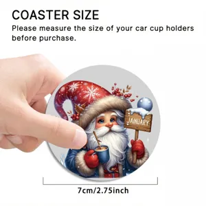 Christmas Santa car cup coaster 7cm absorbent silicone drink coaster for auto cup holders