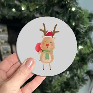 Sottobicchiere carino renna di Natale tappetino tondo decorazione tavola festiva protezione