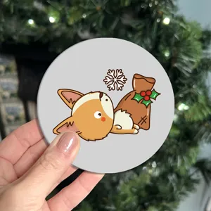 Cute cartoon corgi silicone car coaster non-slip heat insulating cup mat for auto coffee cup.