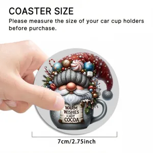 Christmas car coaster silicone cute santa pattern auto cup holder pad 7cm diameter size