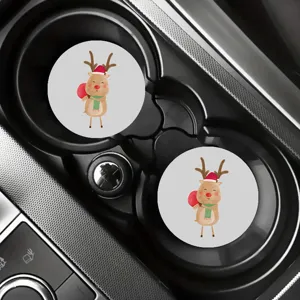 Simpatici sottobicchieri per auto con simpatica renna natalizia per portabicchieri.