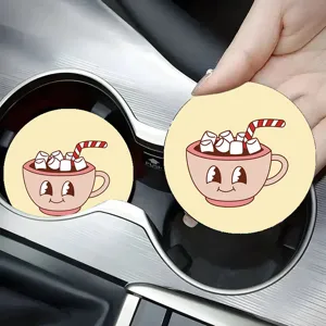 Posavasos de Coche de Silicona Antideslizante Lindo Dibujo Animado Alfombrilla Impermeable para Portavasos Accesorios Creativos de Interior de Automóvil