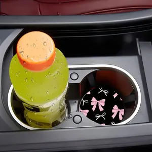 Carino sottobicchiere per auto nero e rosa con fiocco tappetino antiscivolo portabicchieri