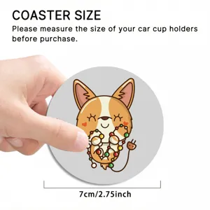 Cute cartoon corgi car coaster anti-slip silicone absorbent water cup holder mat 7cm