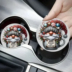 Cute Christmas tree car coaster silicone cup holder pad festive auto interior gift