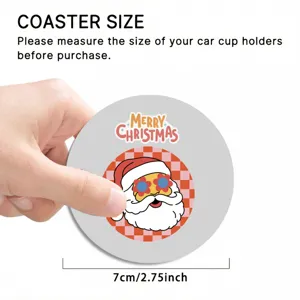 Christmas car coaster anti-slip cup holder insert cute Santa Claus design 7cm diameter