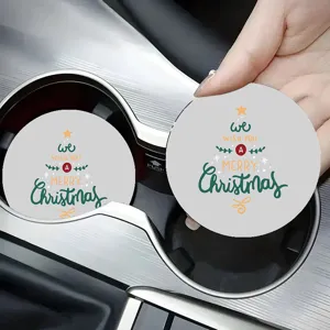 Christmas car cup coaster, absorbent ceramic or silicone coaster for auto interior decoration.