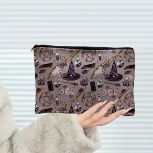 Magic witch themed cosmetic bag portable zipper makeup pouch travel storage toiletry bag