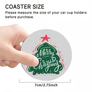 Christmas car coaster non-slip cup holder mat holiday auto interior decoration accessories 7cm