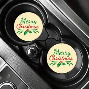 Juego de posavasos para coche de Navidad, accesorios antideslizantes para portavasos auto.