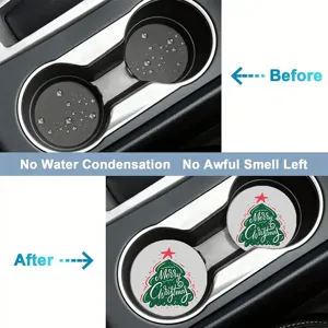 Car cup coasters Christmas tree design absorbent ceramic car coasters for automotive cup holders