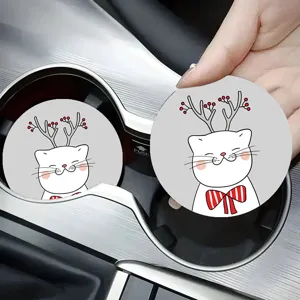 Simpatico gatto di Natale sottobicchier auto antiscivolo tappetino portabicchieri