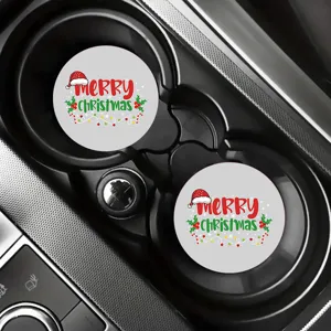 Silicone car cup coasters non-slip Christmas mug mats for vehicle cup holders hot drinks 2pcs