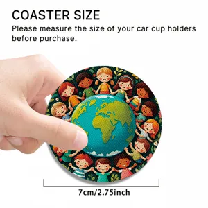 Runder Auto Tassenuntersetzer saugfähige Matte Kinder Erde Muster 7cm Durchmesser 1Stk
