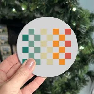 Round silicone drink coaster featuring geometric pixel gradient design for daily home use.