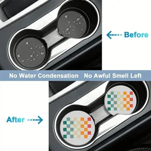 Silicone car cup coaster absorbent anti-slip mat for automotive interior drinks holder.