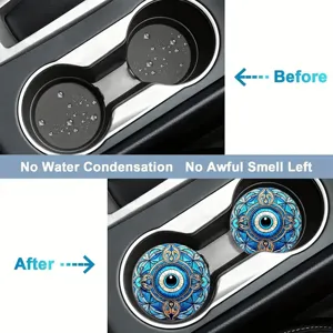 Car silicone absorbent cup holder coasters anti-slip thermal insulation blue evil eye mat