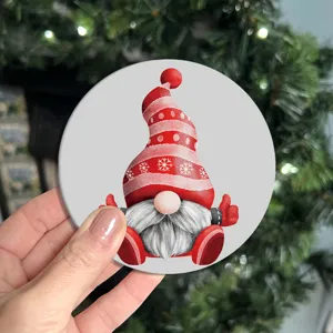 Christmas silicone coaster cute gnome design heat resistant non-slip table mat cup holder