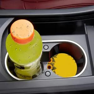Sonnenblume Auto Tassen Untersetzer, saugfaehige rutschfeste Fahrzeug Becher Halter Matte.
