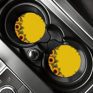 Schöne Sonnenblumen Auto Untersetzer rutschfeste Getränkehalter Matten 2 Stück