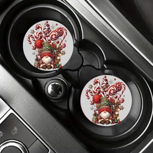 Weihnachten Auto Untersetzer, festliches Wichtel und Zuckerstange Muster, rutschfeste Matte.