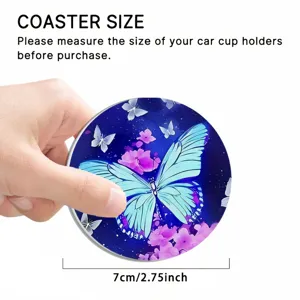 Sottobicchiere auto portabicchieri motivo farfalla blu fiori antiscivolo tappetino 7cm