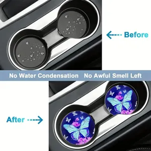 Sottobicchieri per auto antiscivolo e assorbenti portabicchieri design farfalla blu