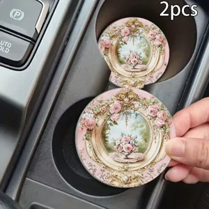2τμχ vintage ρόδο ποτηροθήκη αυτοκινήτου αντιολισθητικό μαξιλαράκι σιλικόνης αξεσουάρ